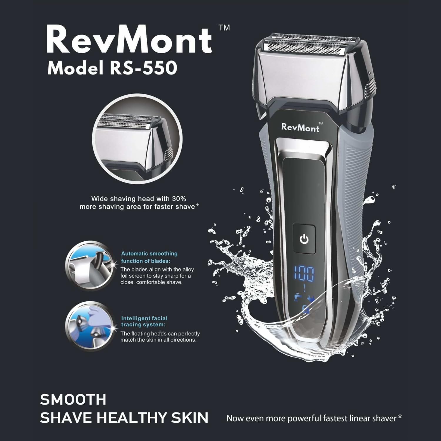 Rechargeable Electric Razor for Men, IPX7 Waterproof, Wet or Dry Shaving P291695