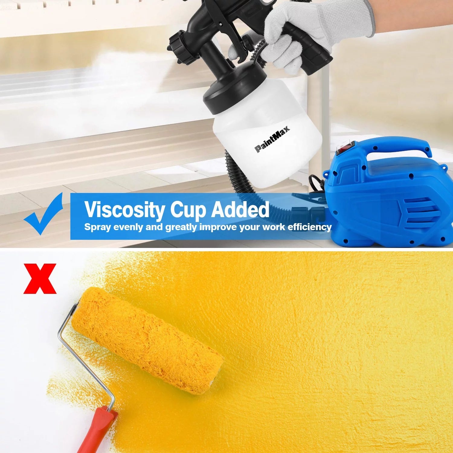 Paint Sprayer 800W Electric Paint Applicator with 3 Patterns for Cabinets, Fence, Walls, Door B551637