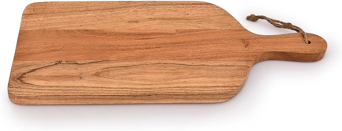 Acacia Wood Cutting Board with Handle for Kitchen, Cheese, and Serving A24355