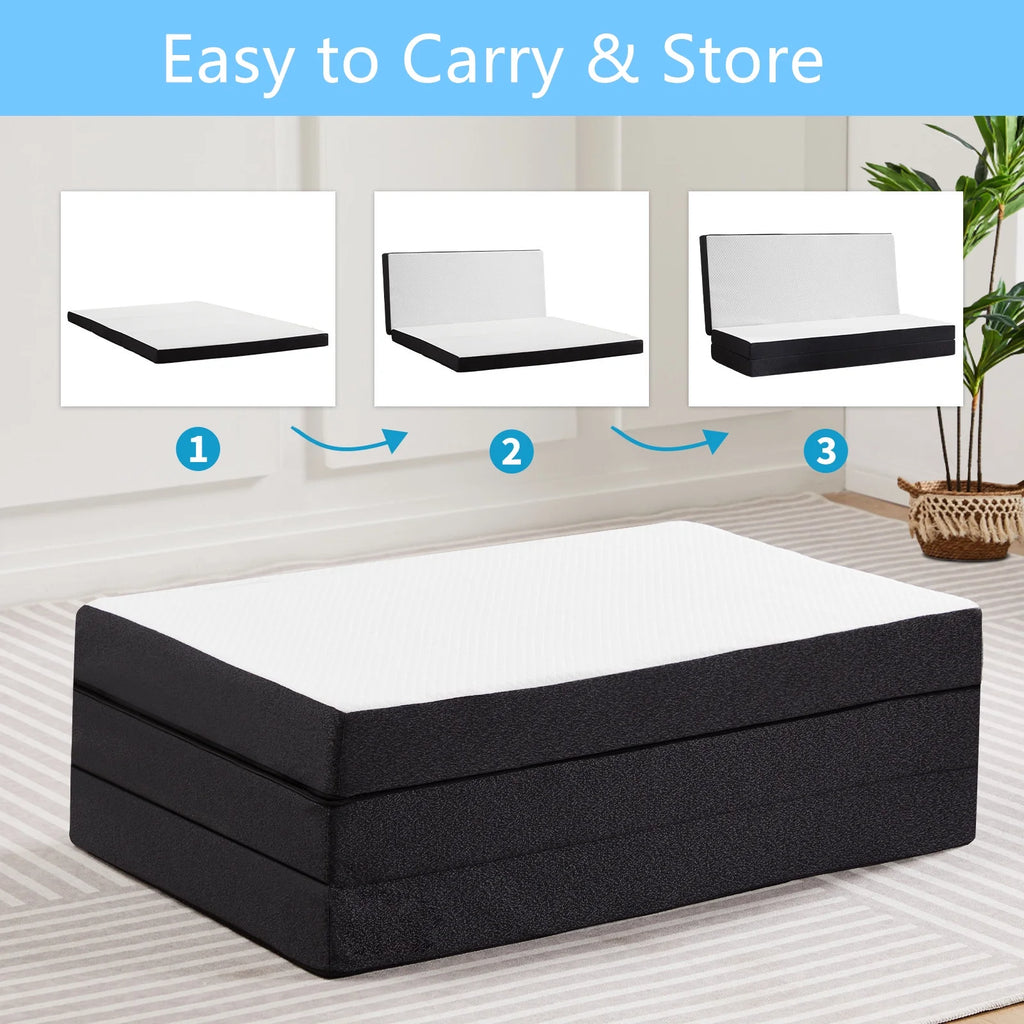 Tri-fold Memory Foam Mattress for Guest Bed and Camping K652923