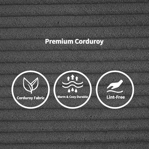 Corduroy Convertible Sleeper Sofa Bed with Pillow, Beige O72530