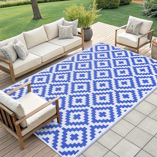 Waterproof Outdoor Rug 5x8 ft, Reversible Plastic Straw Patio Mat Z2613