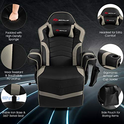 Massage Gaming Chair with Adjustable Backrest and Footrest G669073