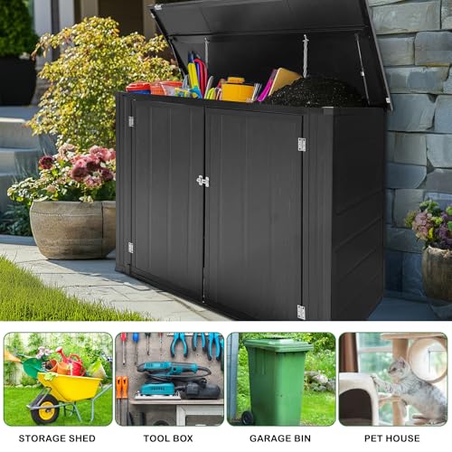 Outdoor Storage Shed, Resin Cabinet with Lockable Weatherproof Design O6489