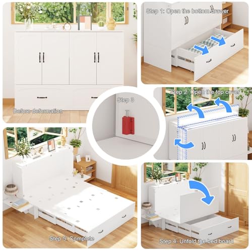 Twin Murphy Bed with Charging Station and Drawer R7073