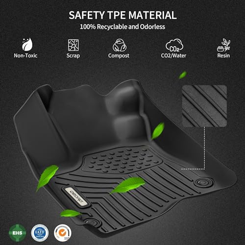 TPE Floor Mats for Toyota Camry 2024-2018, All Weather Full Set Front and Rear W496556