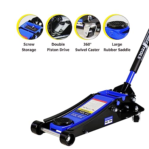 Heavy Duty Hydraulic Floor Jack, Low Profile Steel Racing Jack, 2 Ton Capacity, Blue H1350