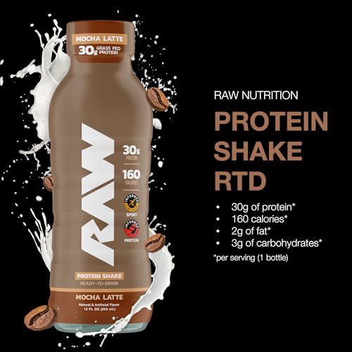 Ready-to-Drink Protein Shake, Mocha Latte, Zero-Sugar & Gluten-Free, 12 Fl Oz W8052