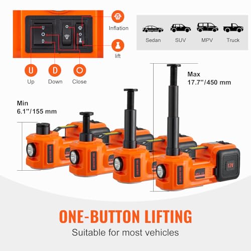 Electric Car Jack 5 Ton Hydraulic Lift with LED Light for SUV Truck Tire Change S8678
