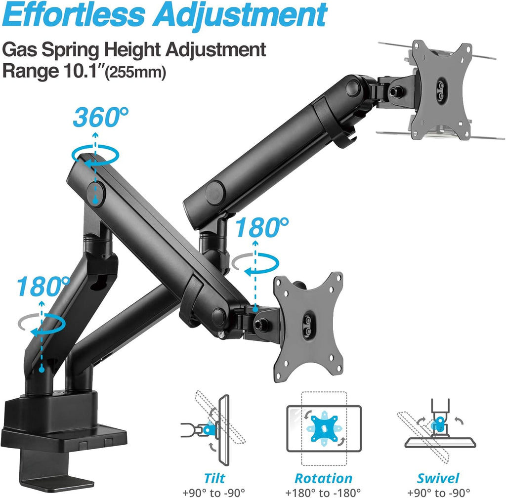 Laptop and Monitor Arm for 15.6" Notebook and 32" Monitor, Dual Full Motion Adjustable Arms W796351