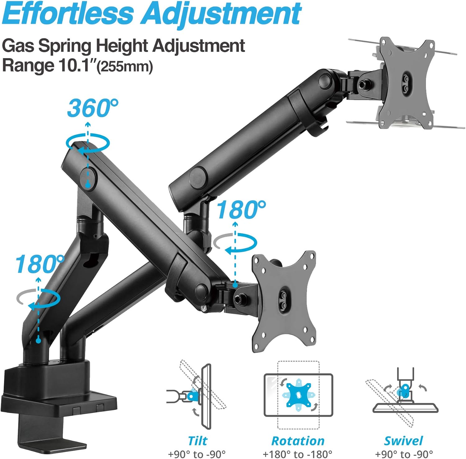 Laptop and Monitor Arm for 15.6" Notebook and 32" Monitor, Dual Full Motion Adjustable Arms W796351