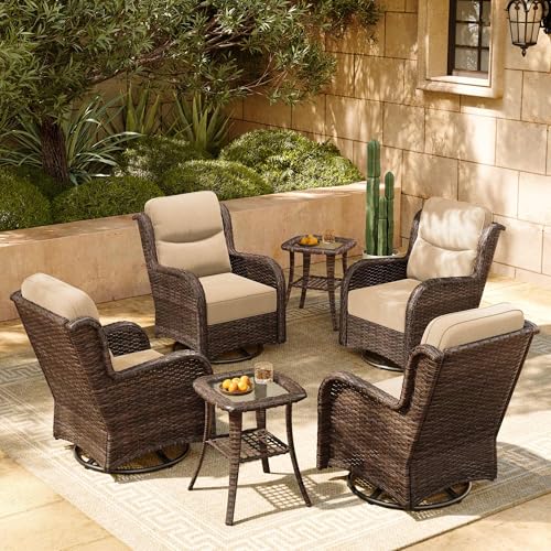 Outdoor Wicker Conversation Set with Cushions, 7 Pieces P4930