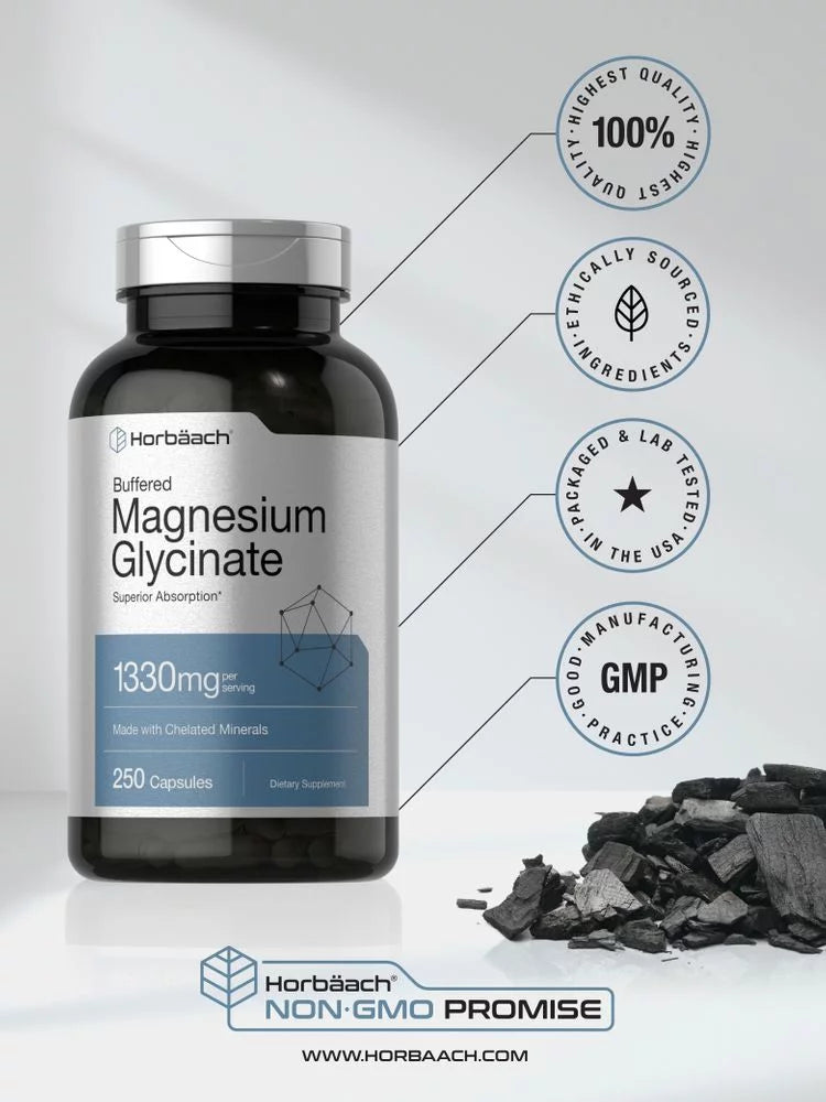 Magnesium Glycinate 1330mg, 250 Capsules G319