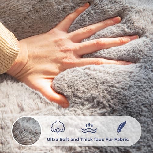 Floral Shaped Bean Bag Sofa for Adults, Faux Fur Floor Chair, Beige U8616