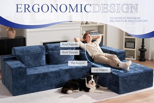 L-Shape Modular Sectional Sofa with Deep Seat, No Assembly Required C597556