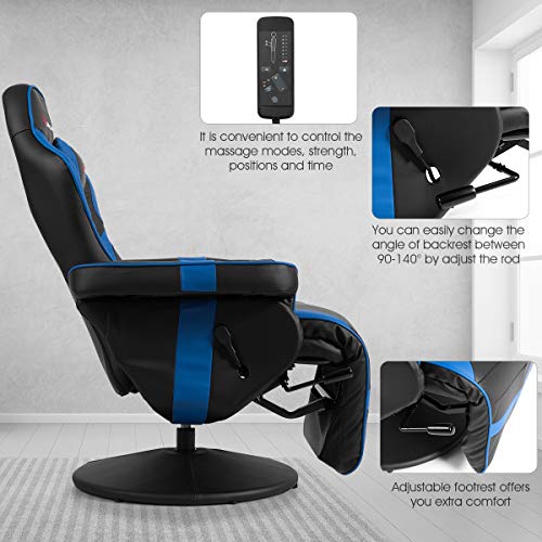 Massage Gaming Chair with Adjustable Backrest and Footrest G669073