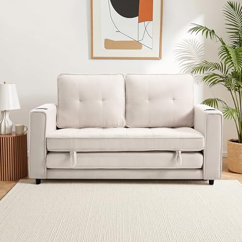 Sleeper Sofa Bed Convertible Futon for Small Spaces, Dark Blue F79197