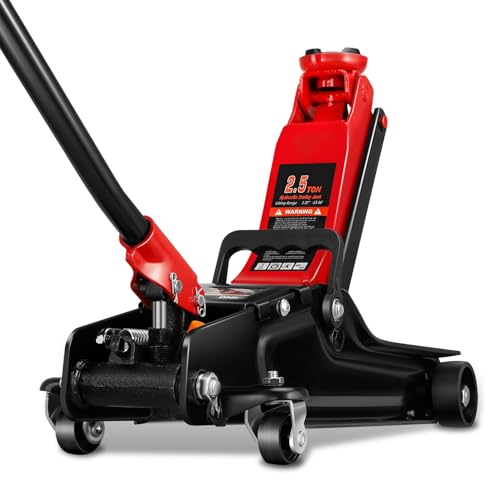 4 Ton Low Profile Floor Jack, Heavy Duty Steel Hydraulic with Dual Pistons Quick Lift Pump P3195