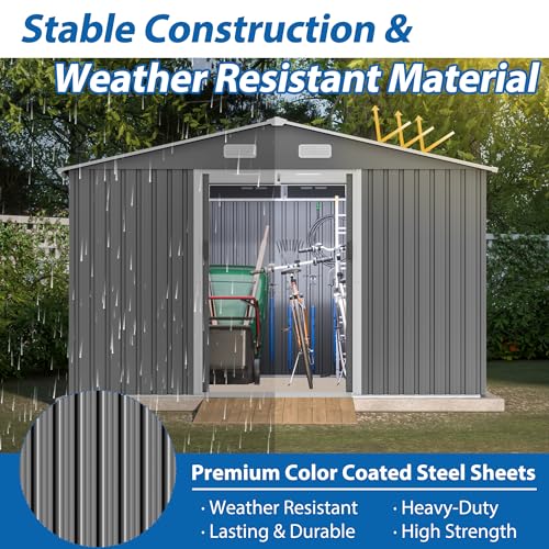 Outdoor Storage Shed, Heavy-Duty All-Weather Tool Shed with Lockable Doors C3585