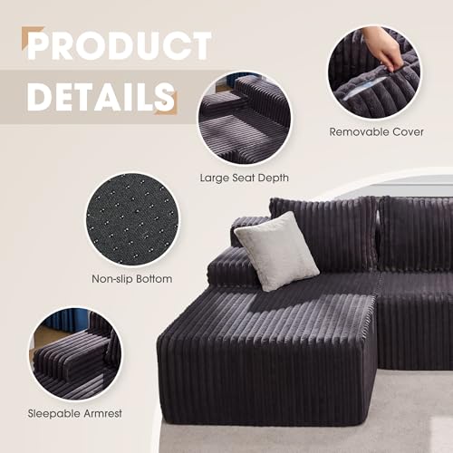 Modular L-Shape Sectional Sofa with Oversized Chaise A47792
