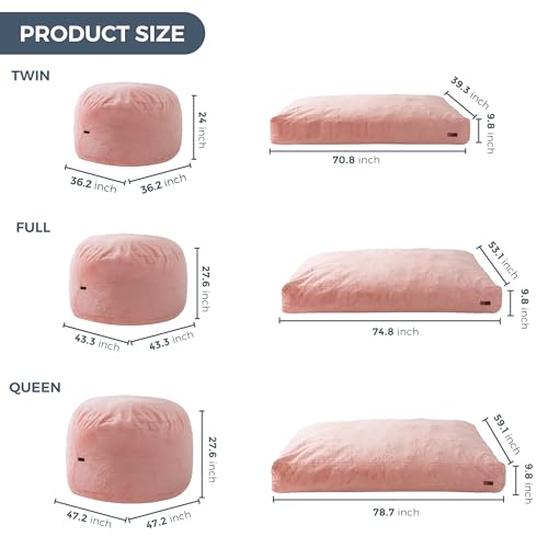 Giant Bean Bag Chair Bed for Adults, Convertible Floor Sofa Mattress R473823