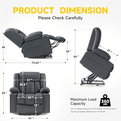 Power Lift Recliner Chair for Elderly with Heat and Massage, Adjustable Positions, Dark Brown P618617