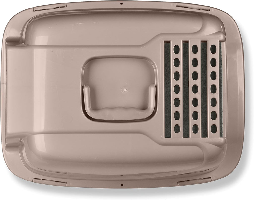 Enclosed Sifting Cat Pan with Odor Control Door, Large, Beige A134447