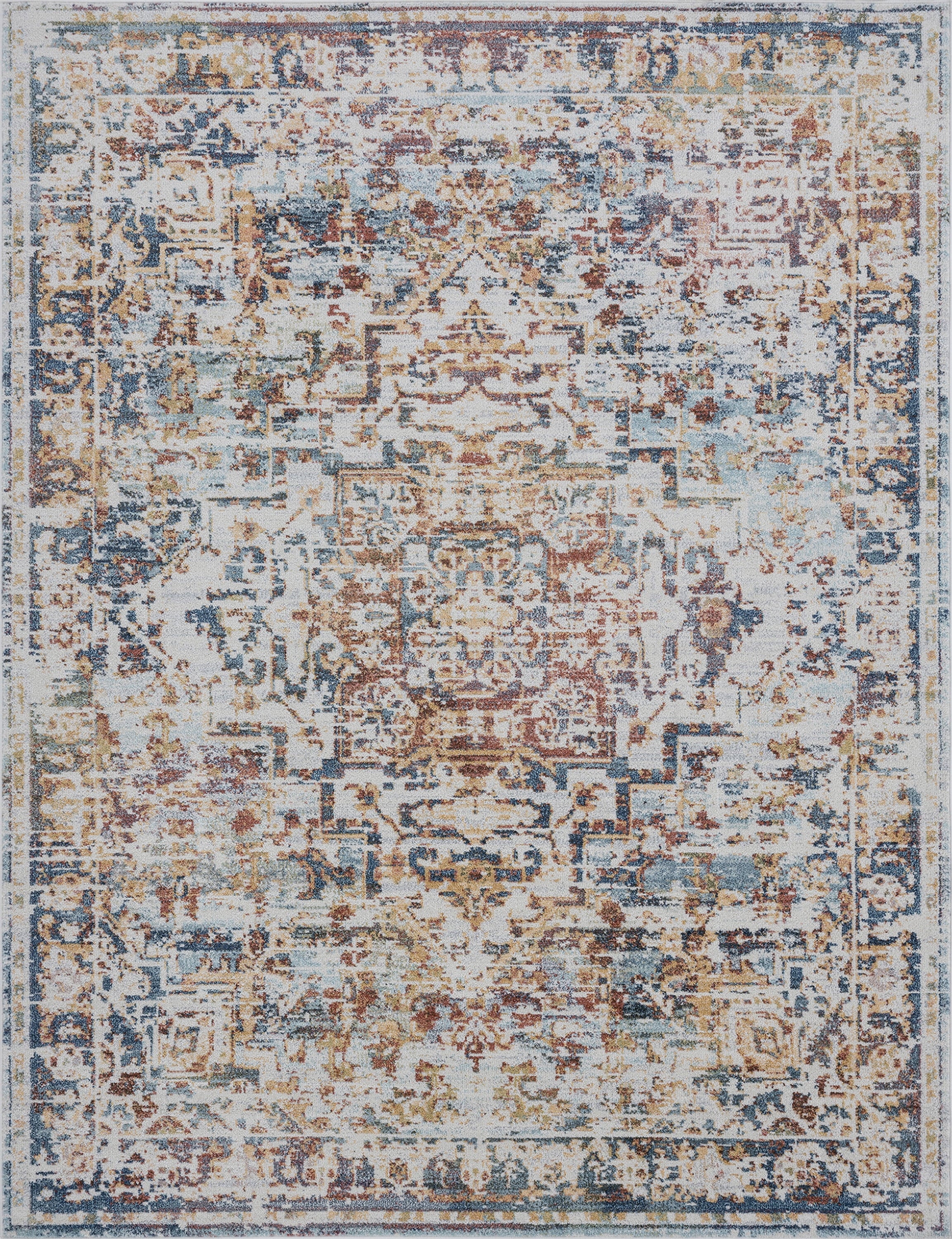 5x7 Area Rug Navy Cream Living Room D91507