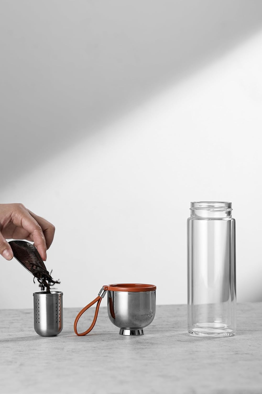Magnetic Tea Infuser Bottle with Leakproof Double Wall Glass W194