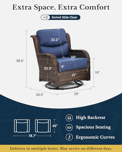 Outdoor Wicker Conversation Set with Cushions, 7 Pieces P4930