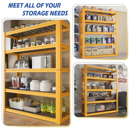 Heavy Duty Metal Shelving 5 Tier Adjustable Storage Shelves, 72" H x 35.5" W x 16" D, Black D96275