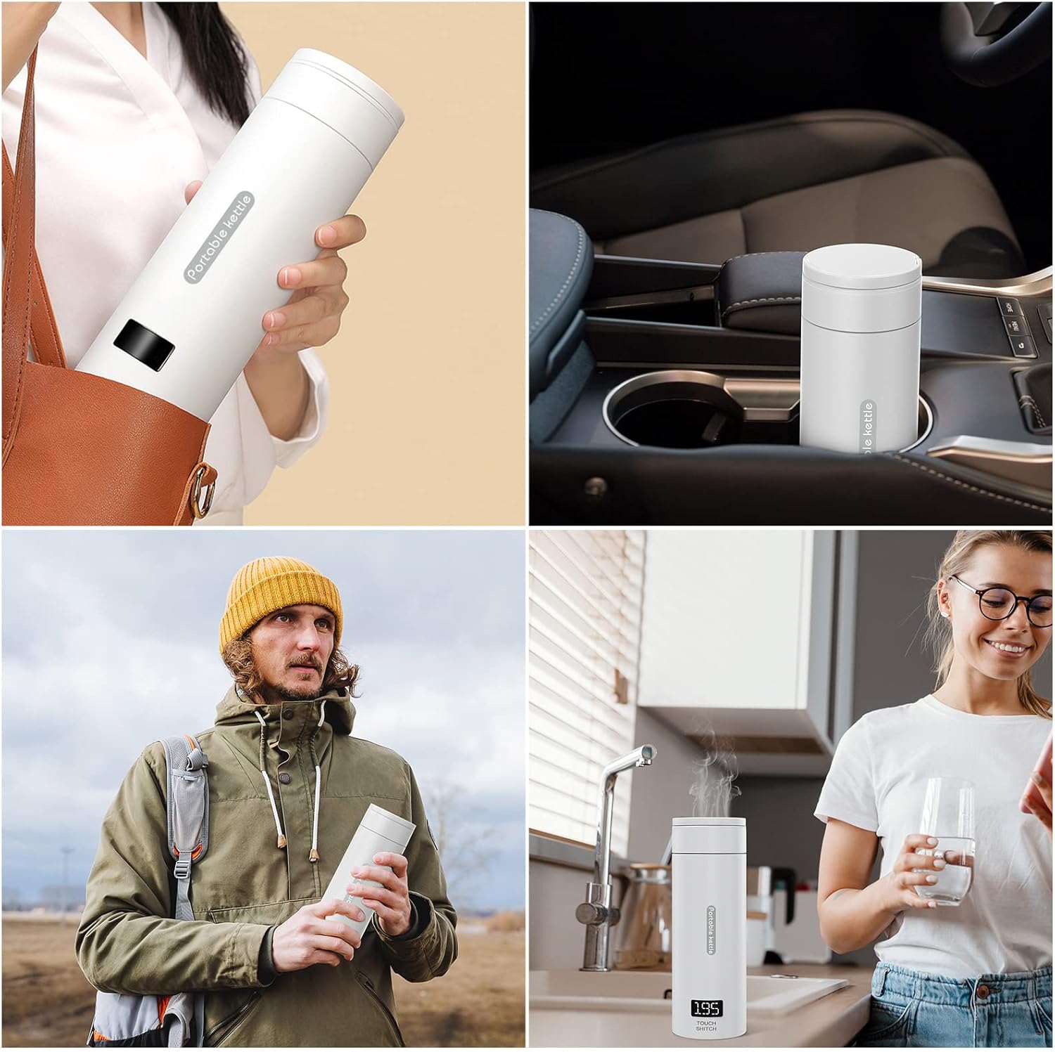 Portable Electric Tea Kettle, 380ml, Auto Shut-Off & Boil Dry Protection M19887