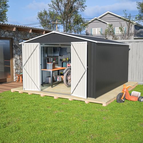 Outdoor Storage Shed, Heavy-Duty All-Weather Tool Shed with Lockable Doors C3585