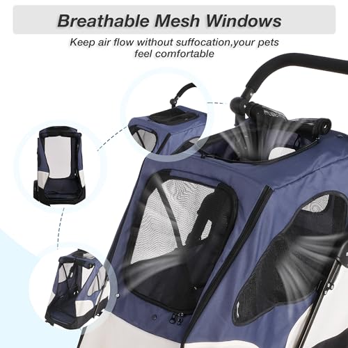 Folding Pet Stroller Cart for Medium Large Dogs with Storage Bag M937847