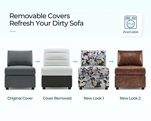 Modular Sectional Sofa with Storage, U Shaped Couch, Blue Y4358