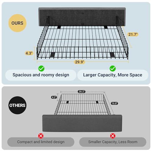 Upholstered Queen Platform Bed Frame with 4 Storage Drawers and Headboard G724955