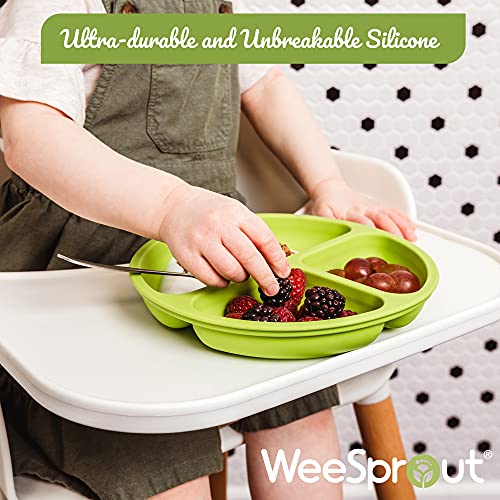 Suction Plates with Lids for Babies & Toddlers, 100% Silicone, Divided Design, 3 Pack V600561