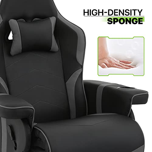 360° Swivel Gaming Recliner Chair, Ergonomic PU Leather with Adjustable Backrest, Footrest, Cup Holder M2617