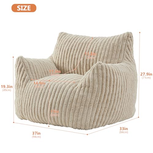 Plush Bean Bag Chair with Armrests for Adults and Teens M473
