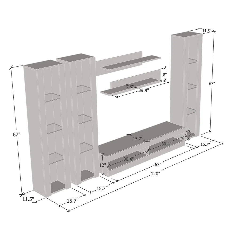 Wall Mounted Floating Entertainment Center Oak P889