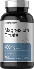 Magnesium Citrate | 400mg | 200 Caplets | Vegetarian Formula | by Horbaach