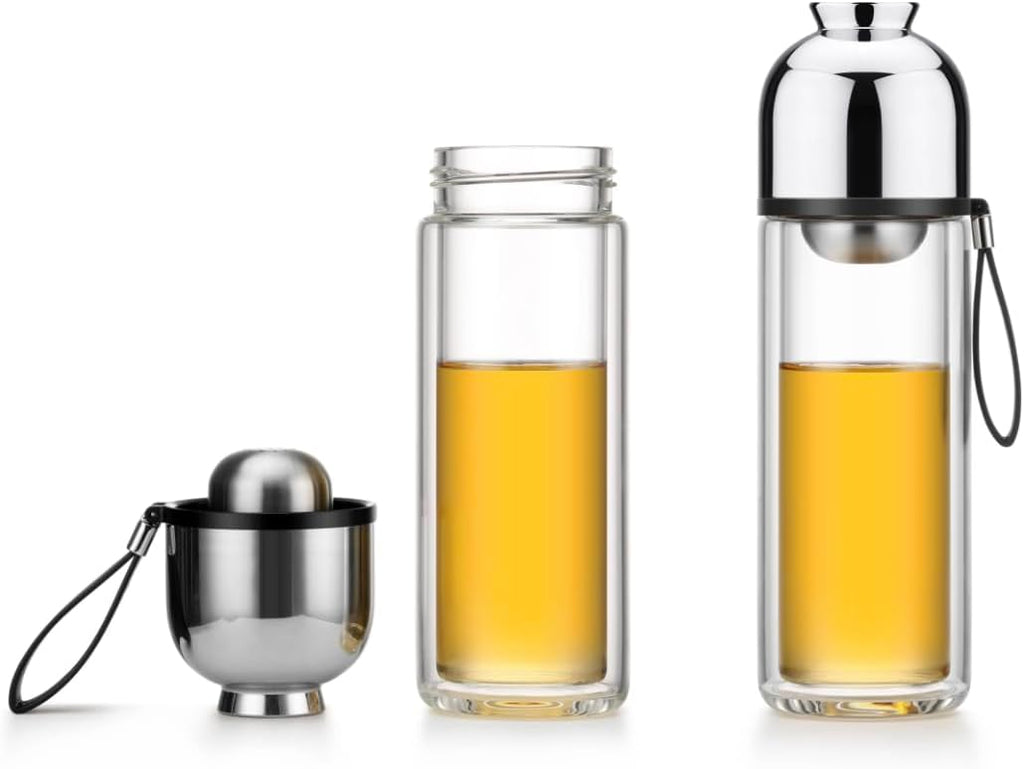Magnetic Tea Infuser Bottle with Leakproof Double Wall Glass W194