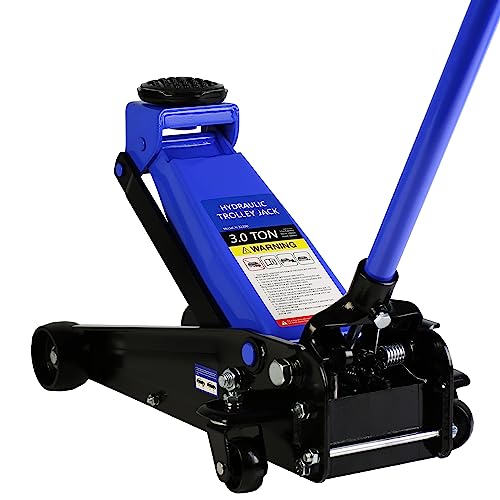 Heavy Duty Hydraulic Floor Jack, Low Profile Steel Racing Jack, 2 Ton Capacity, Blue H1350