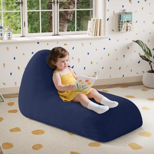 Unicorn Bean Bag Chair for Kids with Filler, Corduroy Floor Lounger, Pink W9694