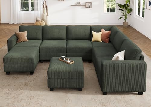 Corduroy Modular Sectional Couch with Storage, L-Shaped, 6 Seater, Dark Gray X823135