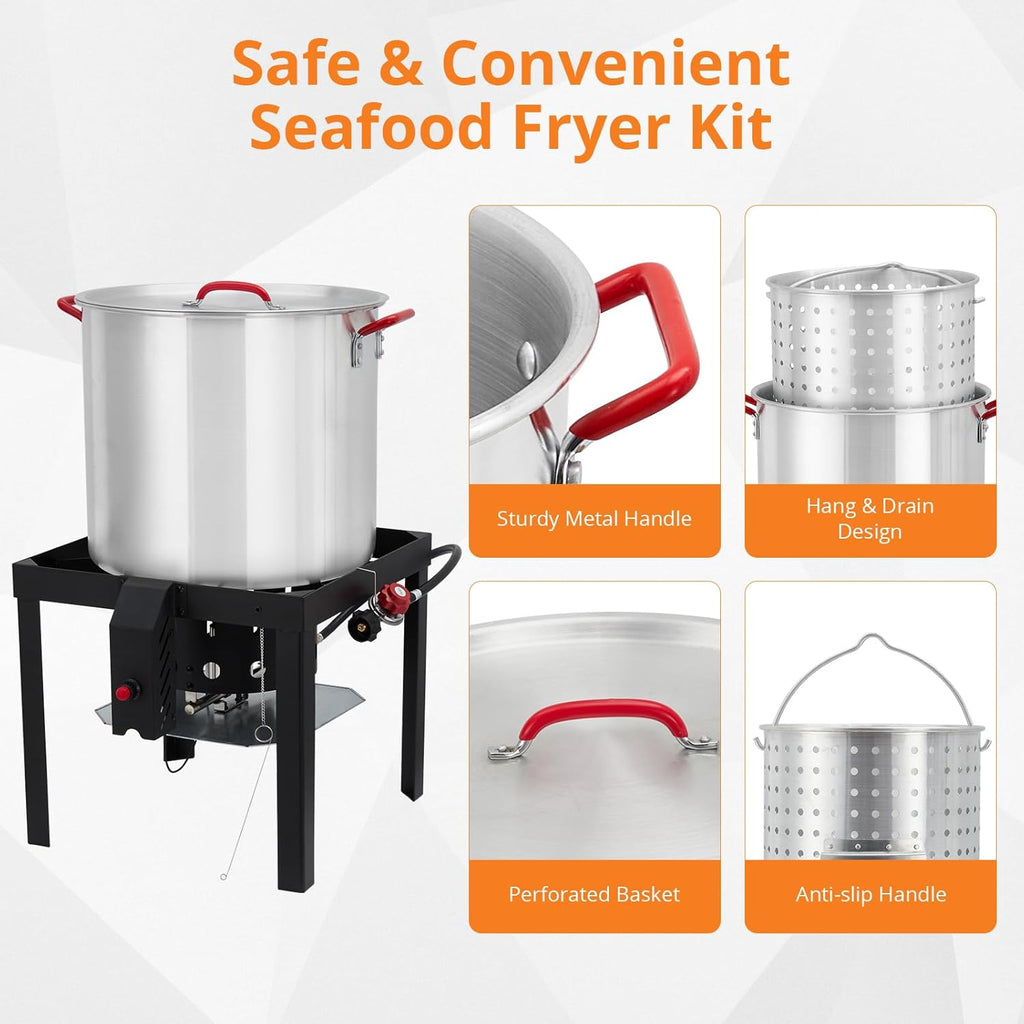 Seafood Boil Pot with Steam Basket and Propane Burner M618437