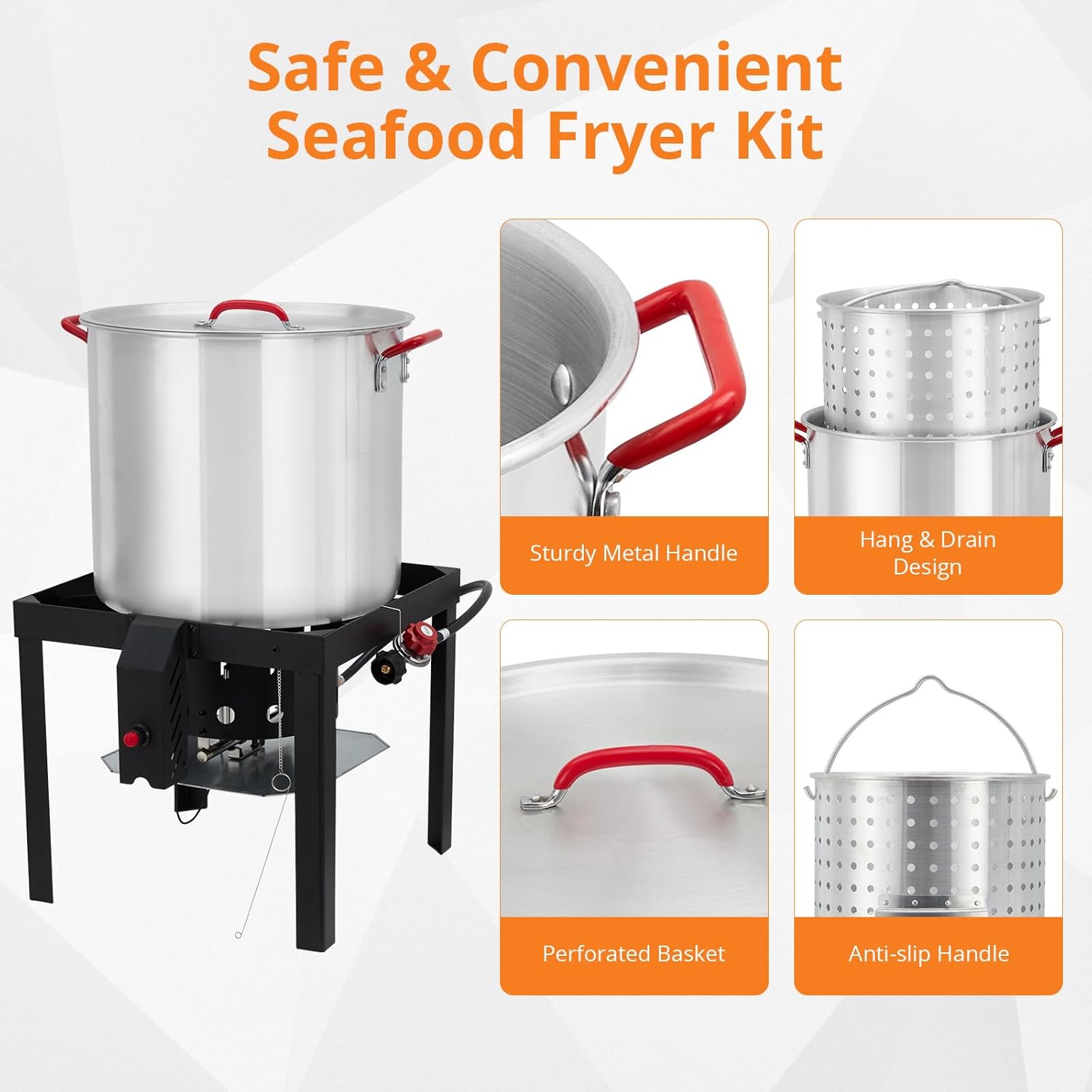 Seafood Boil Pot with Steam Basket and Propane Burner M618437