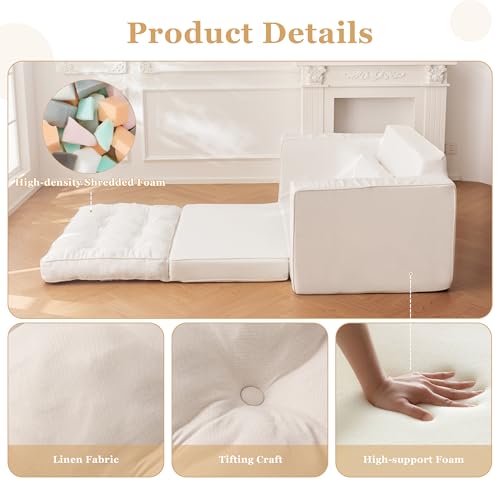 Loveseat Sleeper Sofa Convertible Sofa Bed Couch with Reclining Backrest and Pillows A86014
