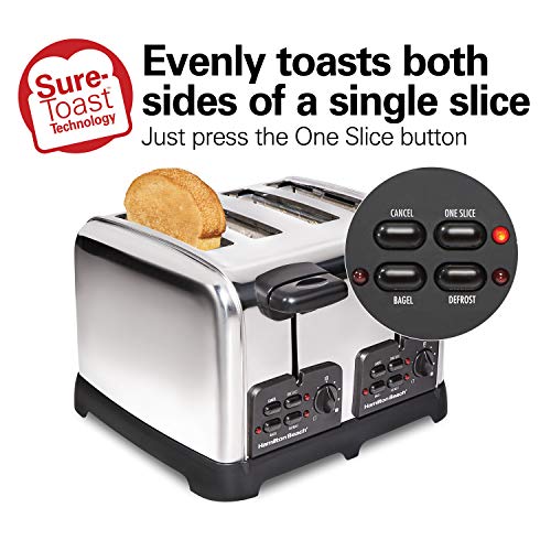 Retro 4 Slice Toaster with Wide Slots, Bagel & Defrost Settings R918