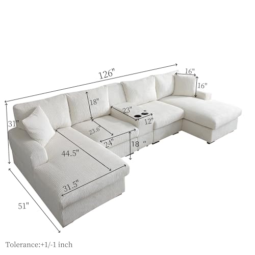 Modular Sectional Sofa with Ottoman, U-Shaped Lounge Couch H930